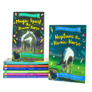 Set of eight Pippa Funnell Pippa's Pony Tales books by Zephyr Ltd, featuring colorful horse-themed covers and illustrations.