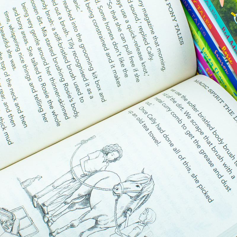 Set of eight Pippa Funnell Pony Tales books by Zephyr Ltd, featuring colorful covers with ponies and characters from the series.