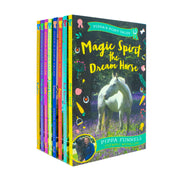 Pippa Funnell's Pippa's Pony Tales 8-book collection set by Zephyr Ltd, featuring colorful covers and horse-themed illustrations.
