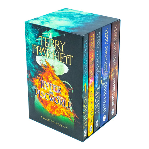 Terry Pratchett Discworld Novels Series 5 Books Collection Box Set (The Colour Of Magic, Equal Rites, Mort, Guards! Guards! & Going Postal) - The Book Bundle
