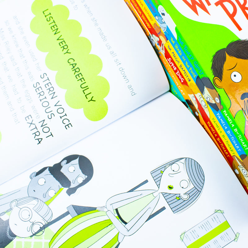 Set of 8 Wigglesbottom Primary Series books by Pamela Butchart, including The Toilet Ghost, published by Nosy Crow Ltd.