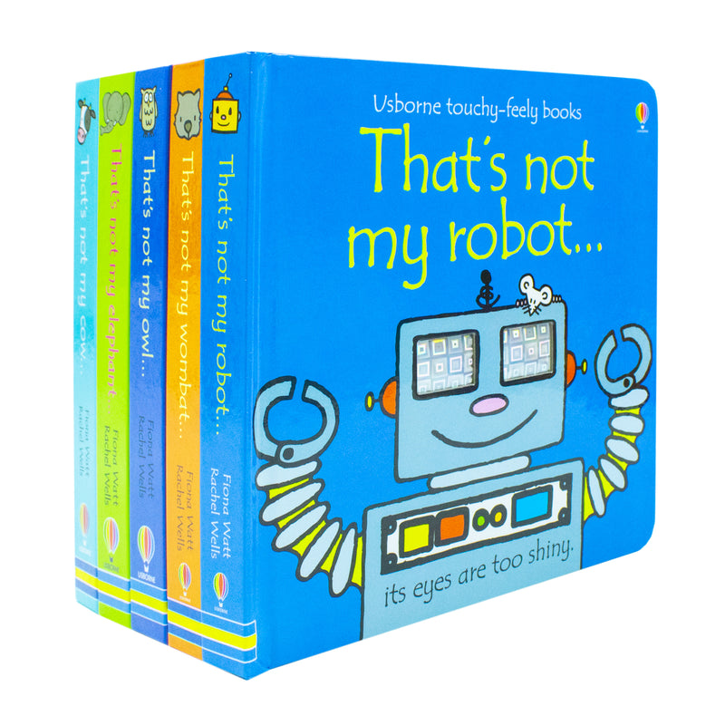 Usborne Touchy-Feely That's not my collection 5 Book Set (That's Not My Robot, Wombat, Qwl, Elephant, Cow) - The Book Bundle