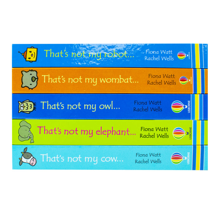 Usborne Touchy-Feely That's not my collection 5 Book Set (That's Not My Robot, Wombat, Qwl, Elephant, Cow) - The Book Bundle