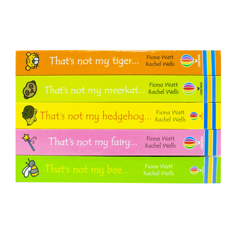 Usborne That's Not My... Collection 6: five tactile children's books featuring bee, fairy, hedgehog, meerkat, and tiger images.