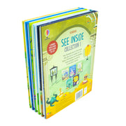Usborne See Inside collection of 5 educational books with over 350 lift-the-flap features, including The World of Dinosaurs.