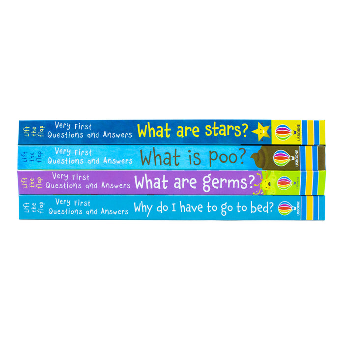 Usborne Lift the Flap Very First Questions & Answers 4 Books Set (What is Poo? What are Germs) - The Book Bundle