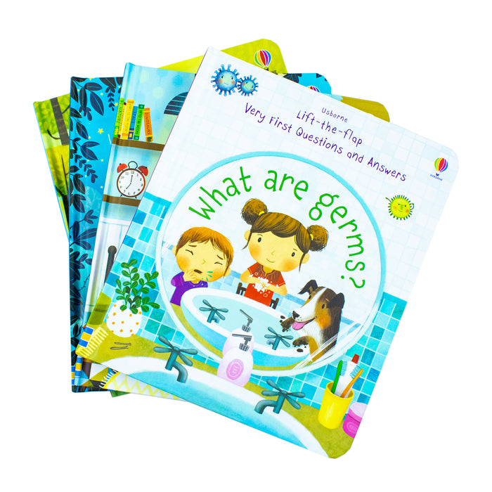 Usborne Lift the Flap Very First Questions & Answers 4 Books Set (What is Poo? What are Germs) - The Book Bundle
