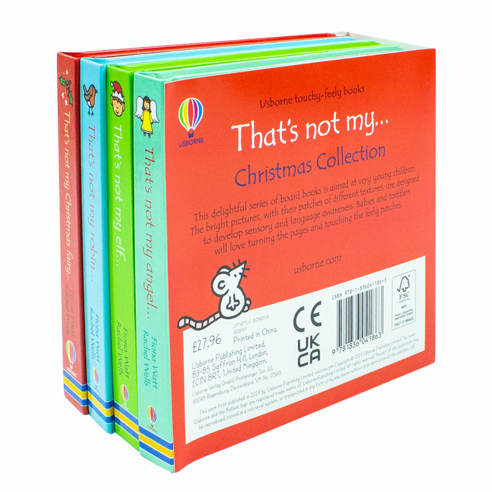 Usborne Touchy-Feely Thats not My Christmas Collection 4 Books Set (Christmas Fairy, Robin, Elf & Angel) - The Book Bundle