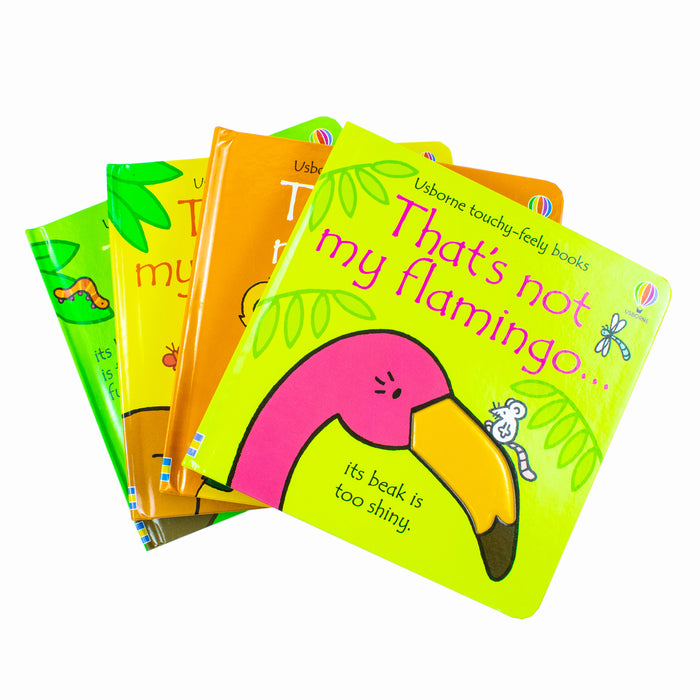 Usborne Touchy-Feely Thats not My Zoo Collection Set 2: Flamingo and Friends 4 Books Collection Set (Flamingo, Sloth, Kangaroo & Tiger) - The Book Bundle