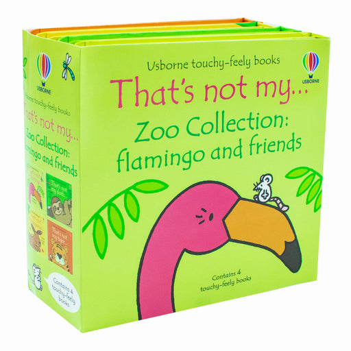 Usborne Touchy-Feely Thats not My Zoo Collection Set 2: Flamingo and Friends 4 Books Collection Set (Flamingo, Sloth, Kangaroo & Tiger) - The Book Bundle