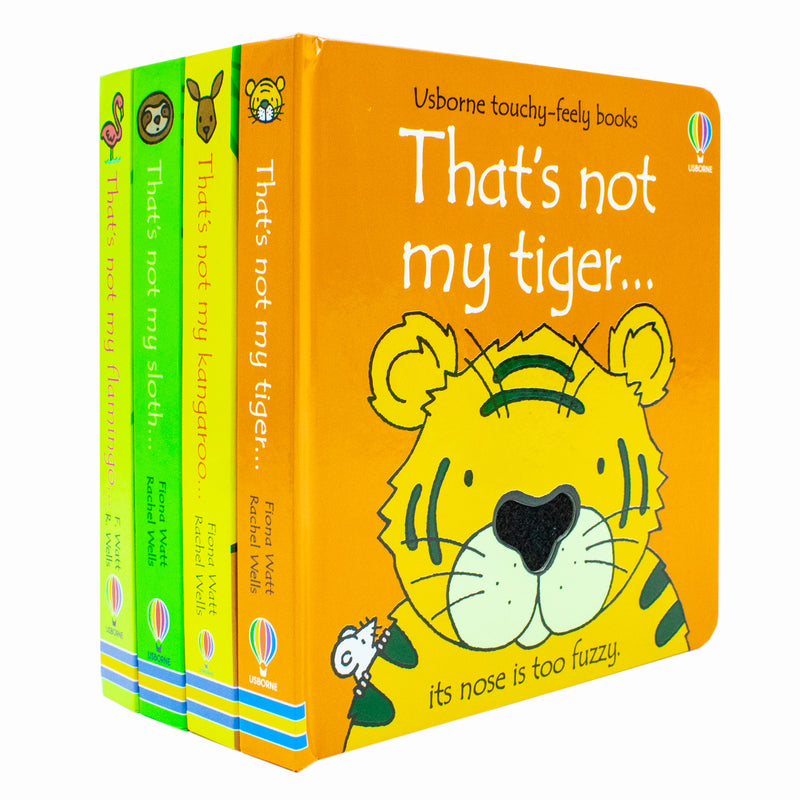 Usborne Touchy-Feely Thats not My Zoo Collection Set 2: Flamingo and Friends 4 Books Collection Set (Flamingo, Sloth, Kangaroo & Tiger) - The Book Bundle