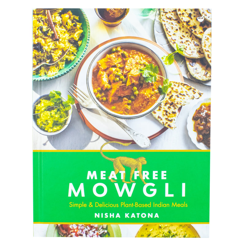 Plant-based Indian meal by Nisha Katona, featuring Meat Free Mowgli food items with vibrant, flavorful ingredients on a serving plate.