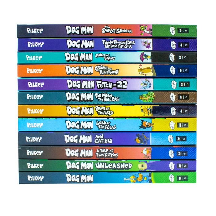 Dog Man (Book 1-12) by Dav Pilkey 12 Books Collection Set (Dog Man, Unleashed, A Tale of Two Kitties, Dog Man and Cat Kid) - The Book Bundle