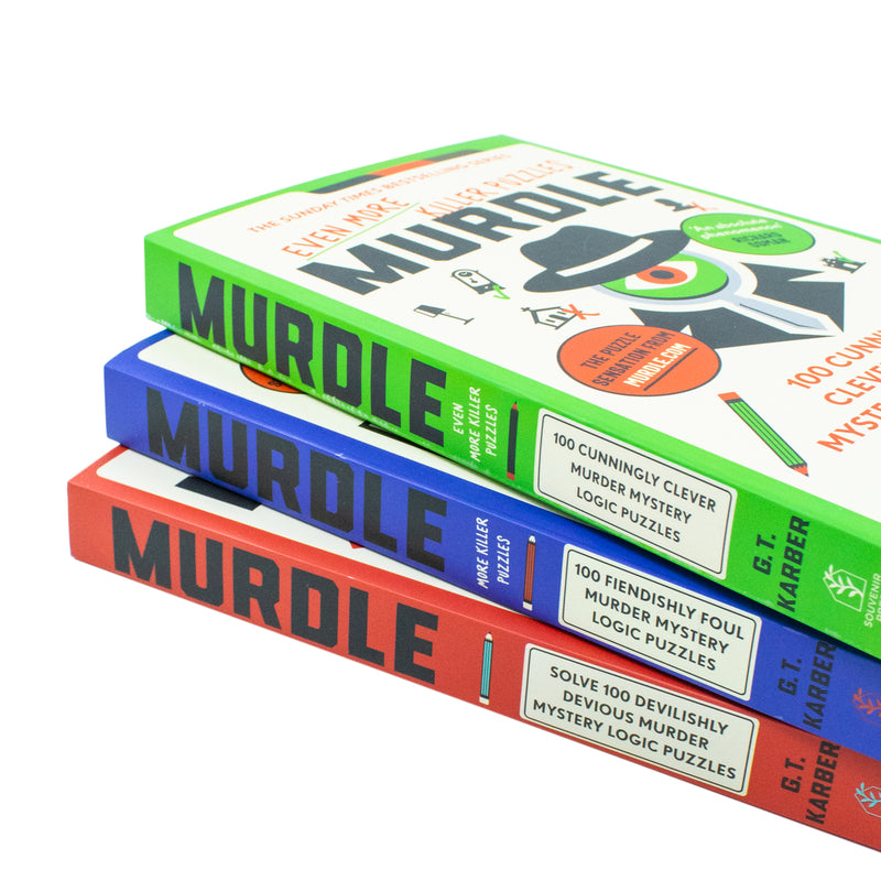 Set of three Murdle Puzzle Series books by G. T. Karber, featuring intriguing covers from the Profile Books UK Ltd collection.