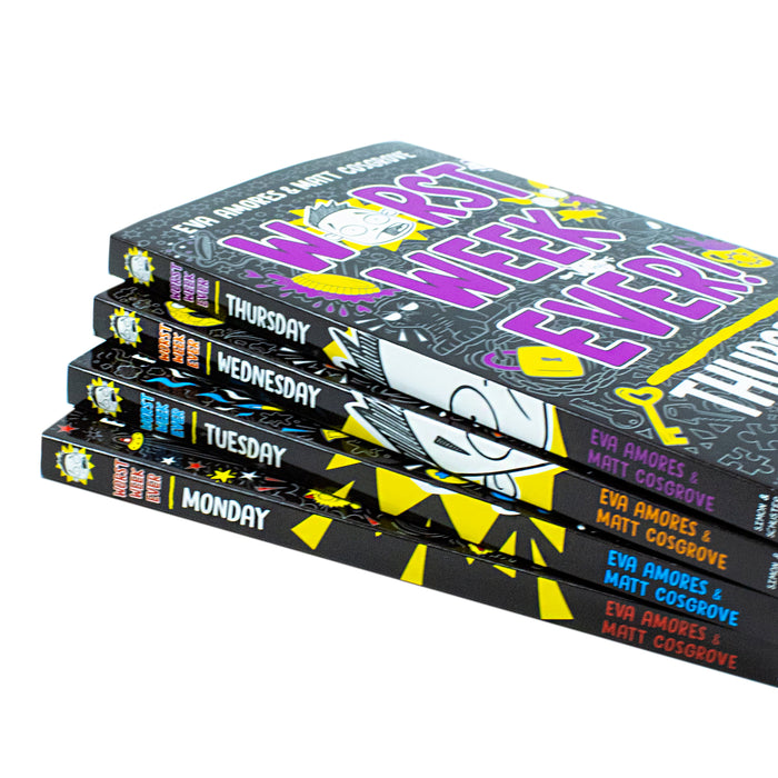 Eva Amores Worst Week Ever! Series 4 Books Collection Set Monday, Wednesday - The Book Bundle