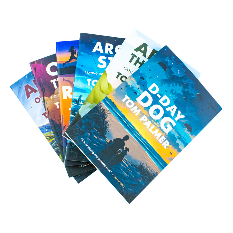 Tom Palmer Historical Heroes Collection of 6 books by Barrington Stoke Ltd, featuring inspiring wartime stories and historical illustrations.