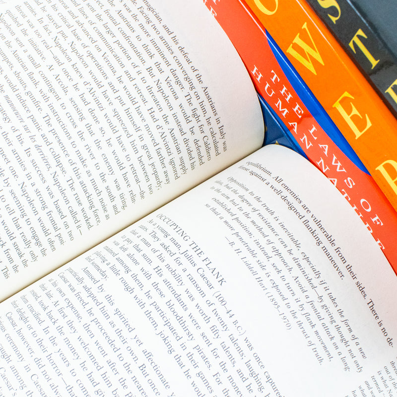 Set of five Robert Greene books from The Modern Machiavellian Series, including The 48 Laws of Power and The Art of Seduction.