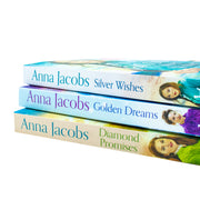 Set of three Jubilee Lake Series books by Anna Jacobs, including Silver Wishes, Golden Dreams, and Diamond Promises, in a H Ltd edition.