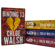Set of four Boys of Tommen series books by Chloe Walsh, featuring colorful covers and titles Binding 13, Keeping 13, Saving 6, Redeeming 6.