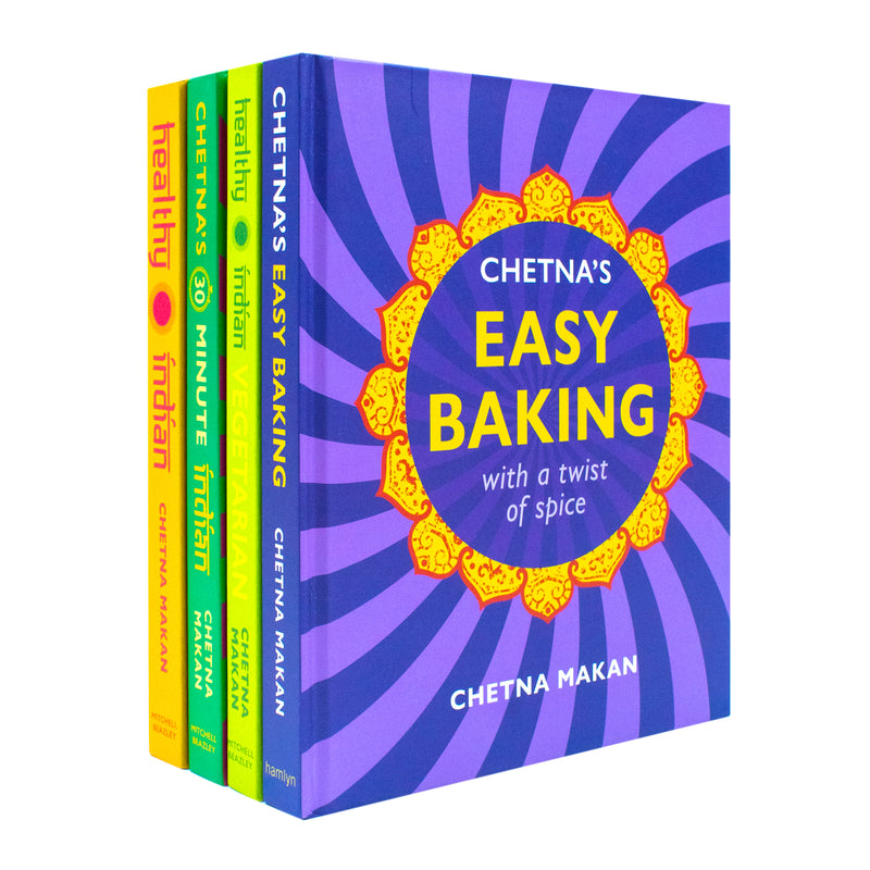 Chetna Makan 4 books collection set by Mitchell Beazley featuring Indian recipes, easy baking, and healthy Indian cooking.