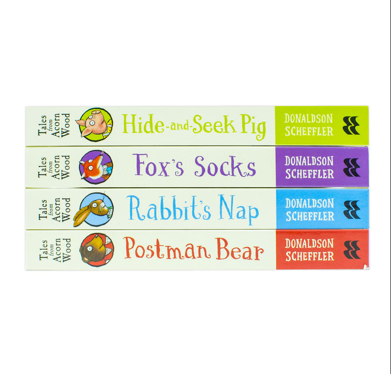 Julia Donaldson Tales From Acorn Wood Series Collection 4 Books Set (Fox's Socks, Hide-And-Seek Pig, Rabbit's Nap, Postman Bear) - The Book Bundle