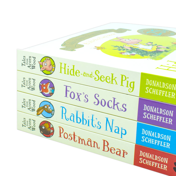 Julia Donaldson Tales From Acorn Wood Series Collection 4 Books Set (Fox's Socks, Hide-And-Seek Pig, Rabbit's Nap, Postman Bear) - The Book Bundle