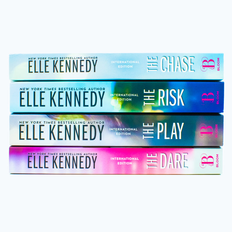 Elle Kennedy Briar U Series Books 1-4 collection set by Bloom Books, featuring The Chase, The Risk, The Play, and The Dare.