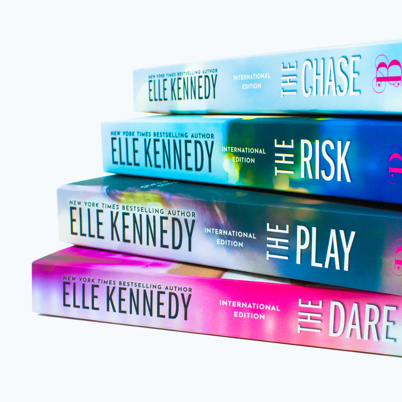 Elle Kennedy Briar U Series Books 1-4 collection set by Bloom Books, featuring The Chase, The Risk, The Play, and The Dare.
