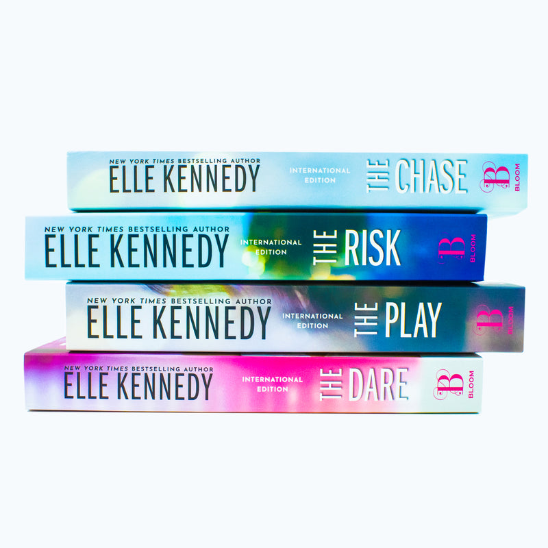 Briar U Series Books 1-4 collection set by Elle Kennedy, featuring The Chase, The Risk, The Play, and The Dare, published by Bloom Books.