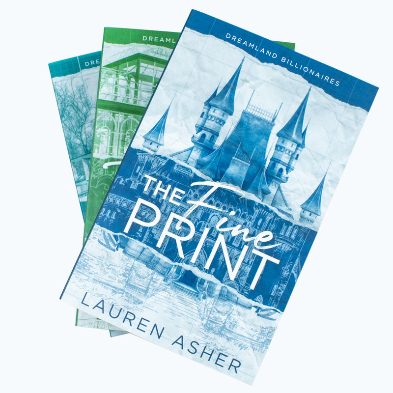 Set of three Lauren Asher Dreamland Billionaires Series books by Piatkus, including The Fine Print, Terms and Conditions, and Final Offer.