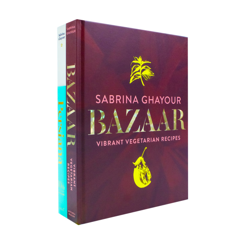 Bazaar & Persiana books collection set by Sabrina Ghayour, hardcover non-fiction culinary books with colorful covers.