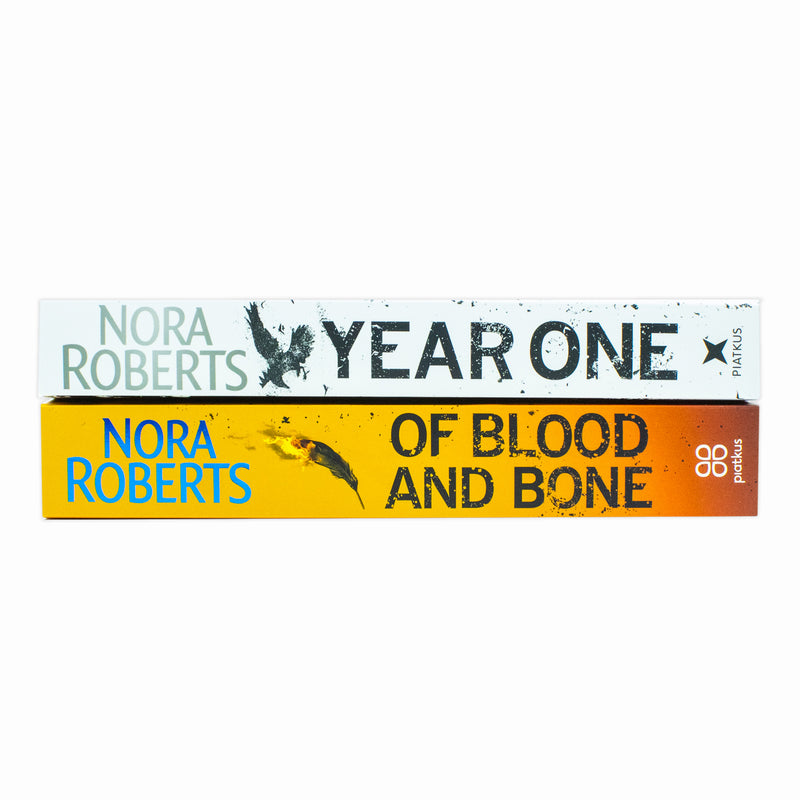 Two paperback books from Nora Roberts' Chronicles of The One 2 Books Collection, featuring fictional stories by Piatkus.