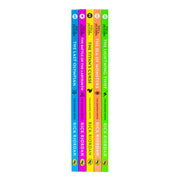 Set of five Percy Jackson graphic novels by Rick Riordan, Puffin edition, featuring colorful cover art and illustrations.