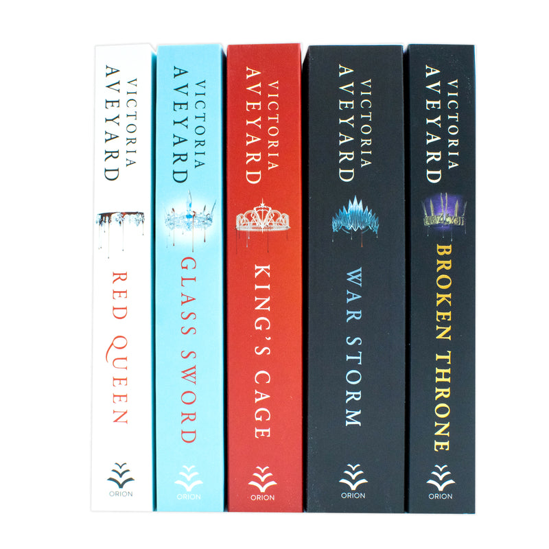Red Queen Collection Series 1-5 book box set by Victoria Aveyard, featuring the Orion edition with colorful cover art.