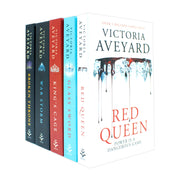 Box set of five "Red Queen" series books by Victoria Aveyard, featuring vibrant cover art and the Orion brand logo.