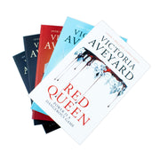 Box set of five "Red Queen" series books by Victoria Aveyard, featuring colorful covers with red and silver designs.