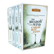 W&N ltd collection of The Cemetery of Forgotten Series Books 1-5 by Carlos Ruiz Zafon, featuring five book spines on a shelf.