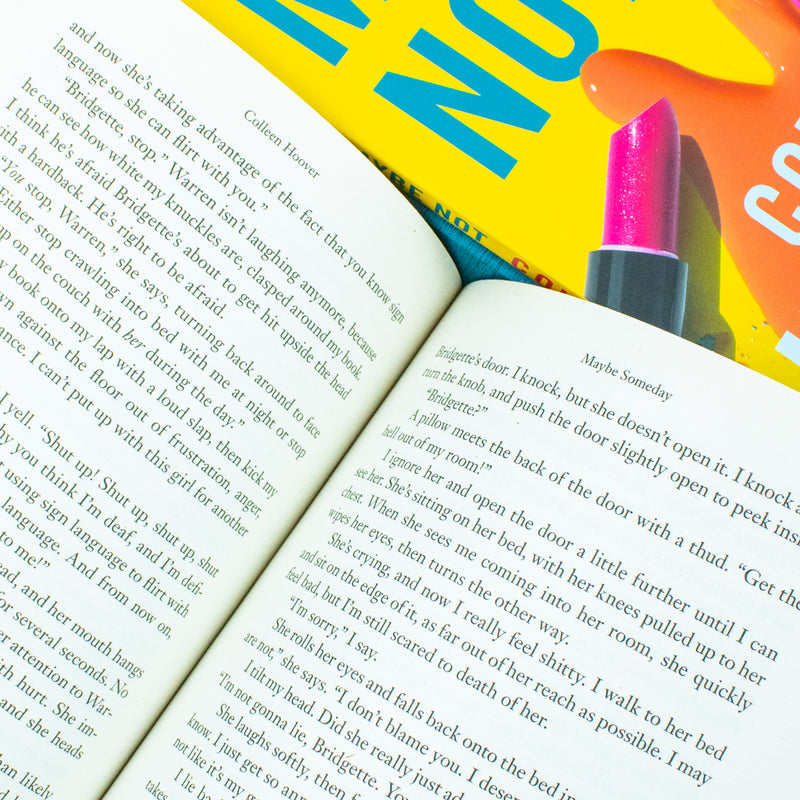 Three paperback books from the Maybe Someday Series by Colleen Hoover, featuring colorful cover art and stacked together.