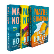 Three paperback books from the Maybe Someday series by Colleen Hoover, featuring colorful cover art and titled spines.