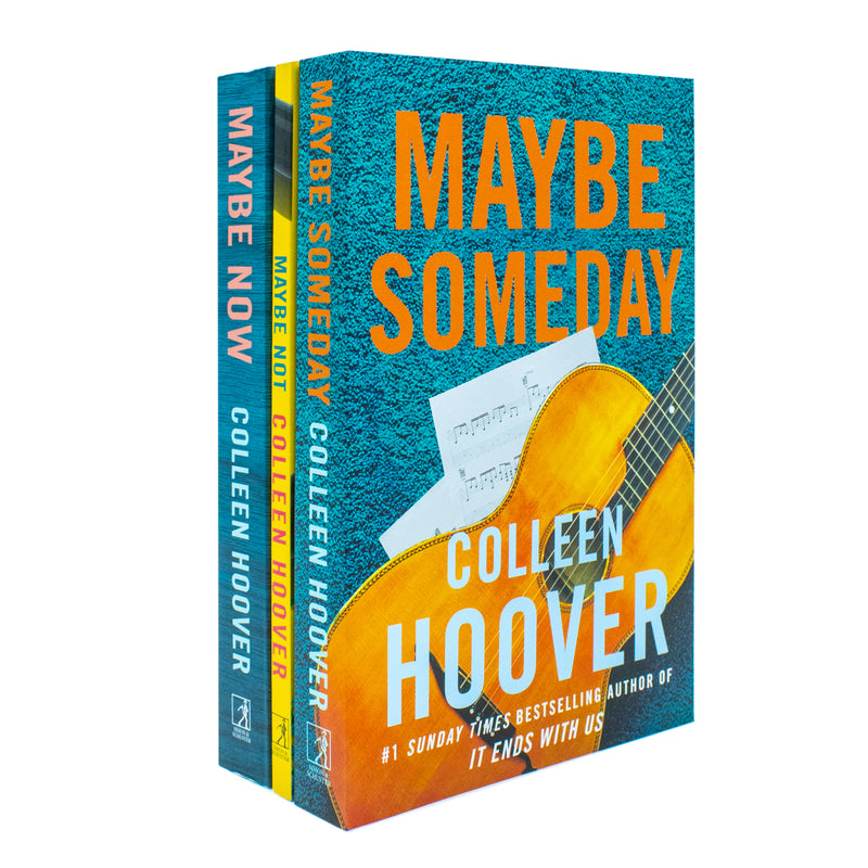 Three paperback books from the Maybe Someday series by Colleen Hoover, featuring colorful cover art and the Simon & Schuster logo.