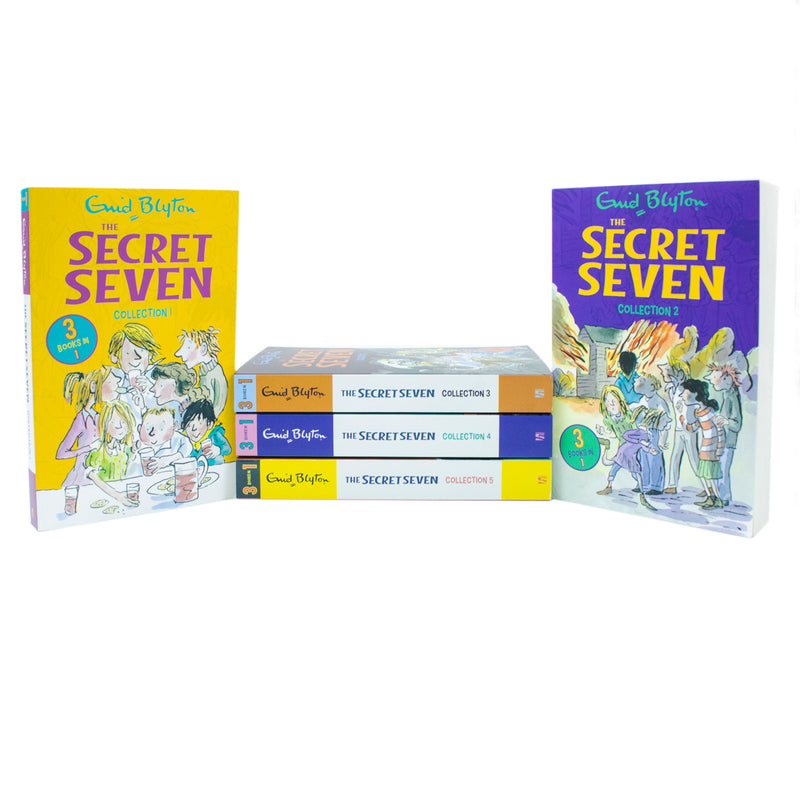 Enid Blyton The Secret Seven 15 Story Collection in 5 Books Set (The Secret Seven) - The Book Bundle
