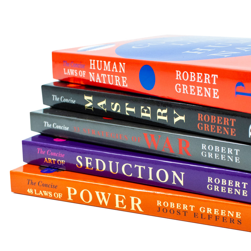 Set of five books from Robert Greene's Modern Machiavellian Series, featuring profiles and strategies on power and influence.