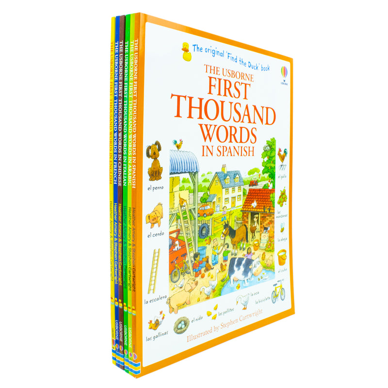 Usborne First Thousand Words 6 Books Collection Set By Heather Amery (First Thousand Words in English, Arabic, Chinese, Italian, French, Spanish) - The Book Bundle