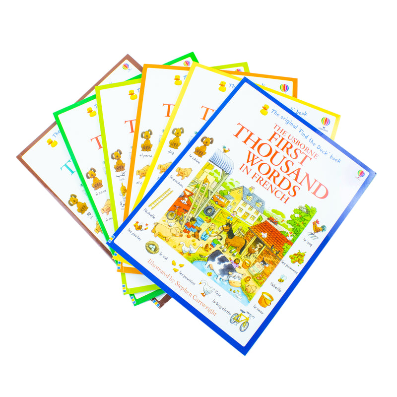 Usborne First Thousand Words 6 Books Collection Set By Heather Amery (First Thousand Words in English, Arabic, Chinese, Italian, French, Spanish) - The Book Bundle