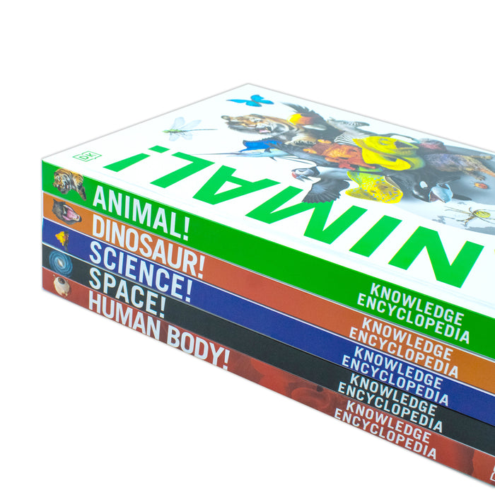 Knowledge Encyclopedias Collection 5 Books Set By DK (Human Body, Science, Space, Animal & Dinosaur) - The Book Bundle