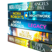 Nora Roberts 5-book collection set featuring The Villa, Nightwork, Legacy, Angels Fall, and Come Sundown by Piatkus Ltd.