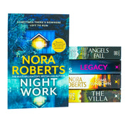 Set of five Nora Roberts books including The Villa, Nightwork, Legacy, Angels Fall, and Come Sundown, published by Piatkus Ltd.