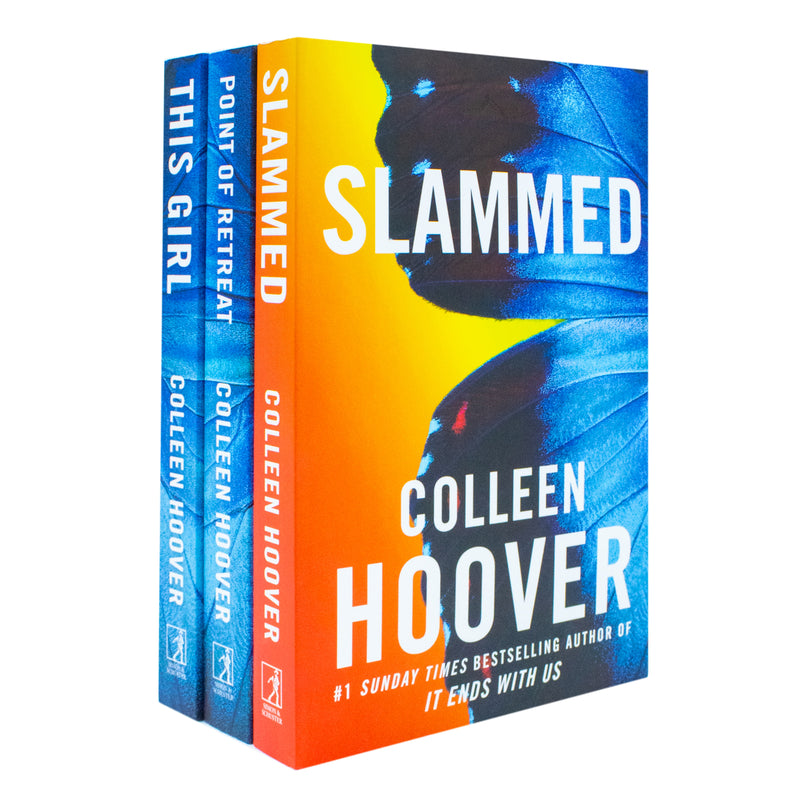 Set of three paperback Slammed Series books by Colleen Hoover, fiction collection with book titles visible on the covers.