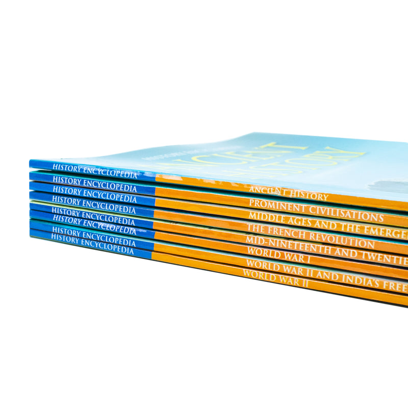Encyclopedia Of History Collection Of 8 Books Set ( Ancient History, Prominent Civilisations, French Revolution, World War ) - The Book Bundle