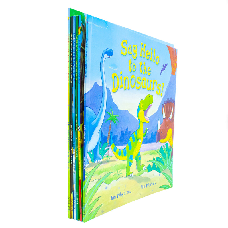 Set of six children's books from Ian Whybrow's Say Hello to the Animals collection, featuring adorable baby animals and animal scenes.